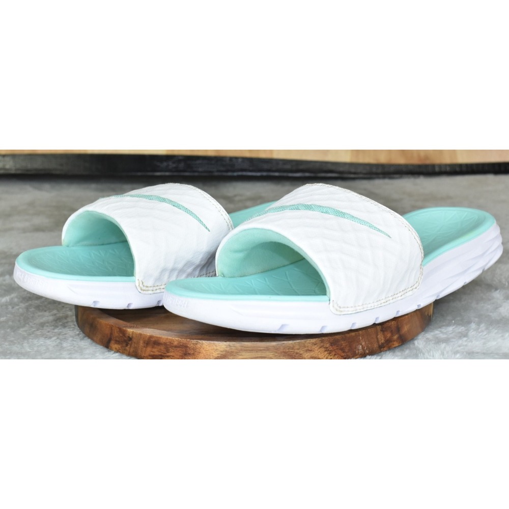 Nike Benassi Solarsoft Slide 2 Women Sandals Sz 6 White Artisan Teal 705475-130